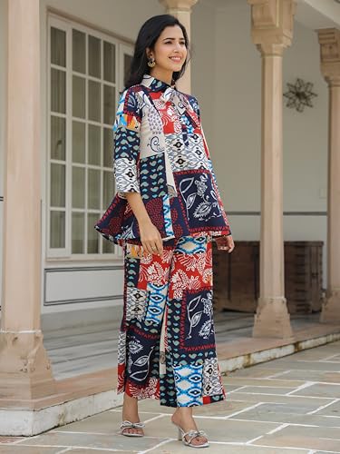 Image of Leriya Fashion Women's Rayon Floral Co Ord Set Stylish | Kurta Set | Ethnic Co Ord Set | Designer Kurta Set Trendy Korean Summer Travel Outfit | Lightweight Two Piece Dress for Beach & Holiday Look