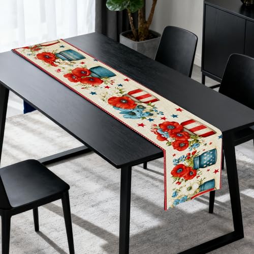 Image of Nuxovilar Patriotic Flag Table Runner Flax 13x72 in