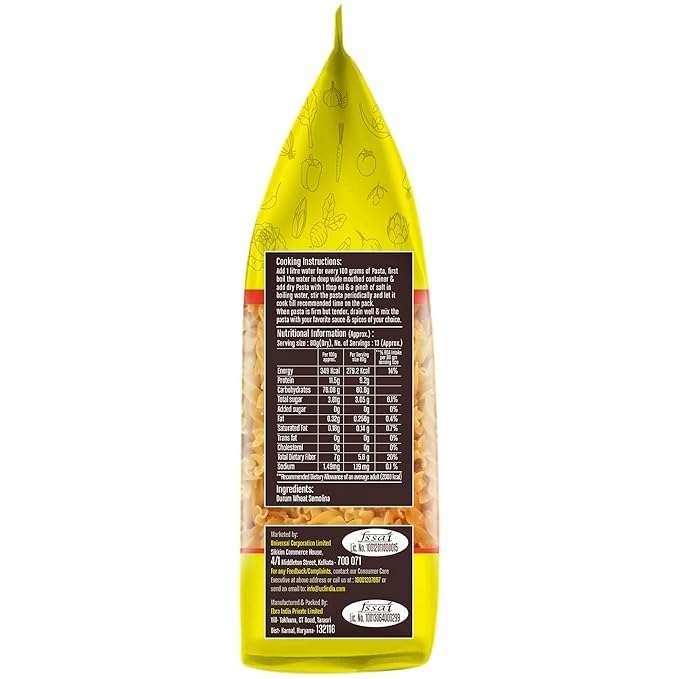 Image of DiSano Fusilli Pasta 400 gm (Pack of 2), Healthy Pasta, Made with 100% Durum Wheat Semolina, 100% Suji, No Maida, Source of Protein & Fibre, Non-Sticky