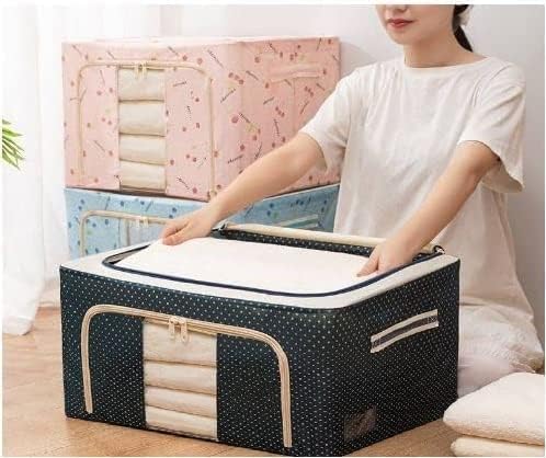 Image of Clothes Storage Box Wardrobe Organizer For Clothes 24 Liter Foldable Steel Frame Clothes Organizer Storage Box For Wardrobe, Saree, Shirts, And Blankets Pack Of 1