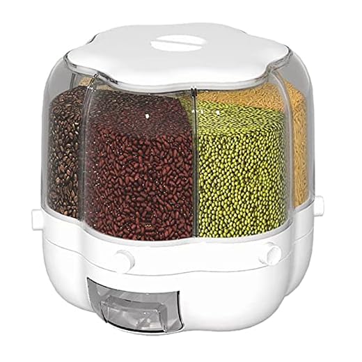 Veciado Dispensador Giratorio de Alimentos Cubo de Arroz Tanque de Almacenamiento de Arroz Contenedor de Grano Sellado Caja de Almacenamiento para el Hogar y la Cocina