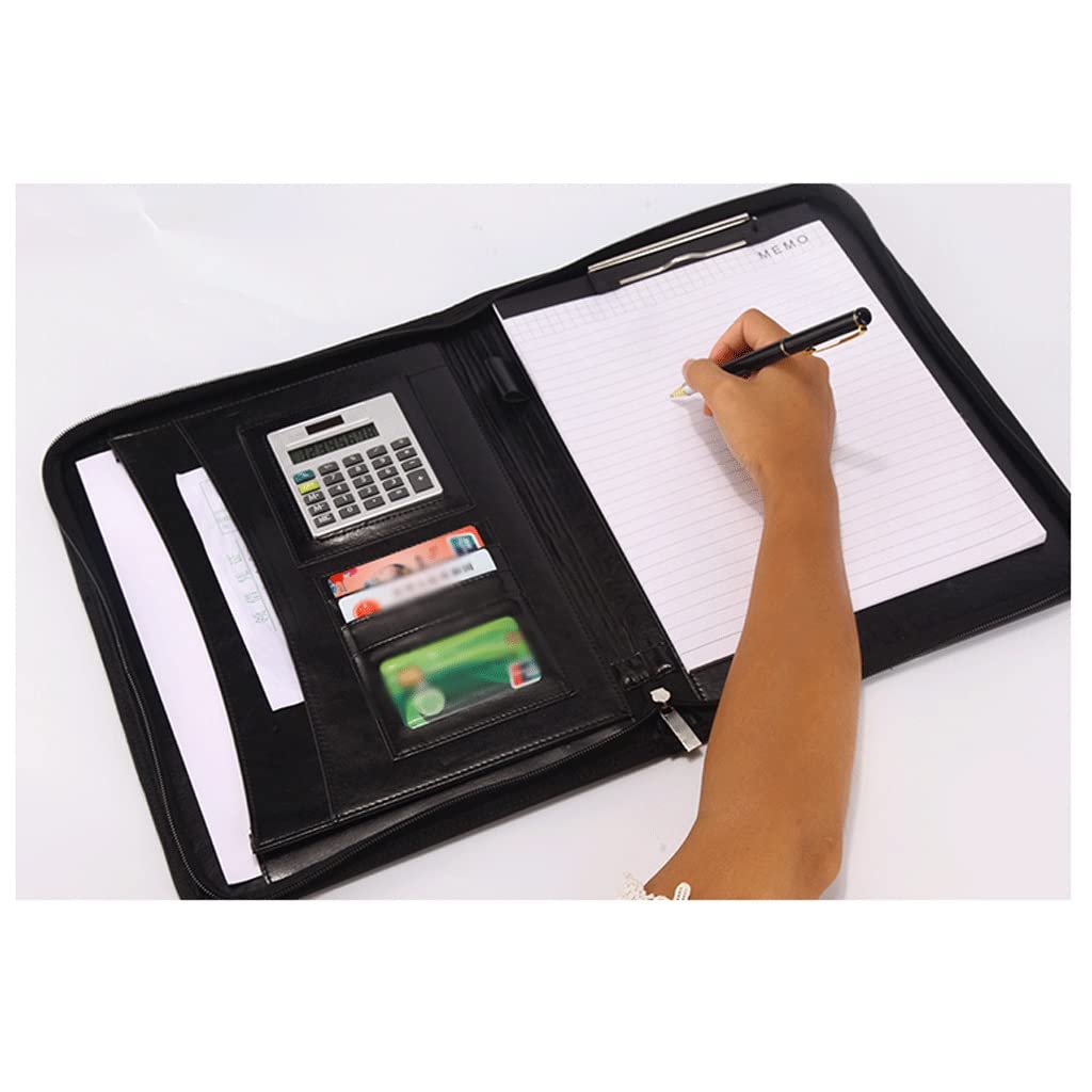 JFDBGU Multi-Funzione di Cartella, Vendite Clip Zipper Bag Portatile Folder Manager con calcolatrice di Misura Camera di Clip(Brown)