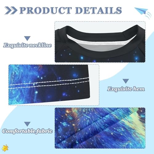 Boy Swimsuit Colorful Bears Universe Galaxy Stars Sunscreen T-Shirts Swimwear Sets UPF 50+3