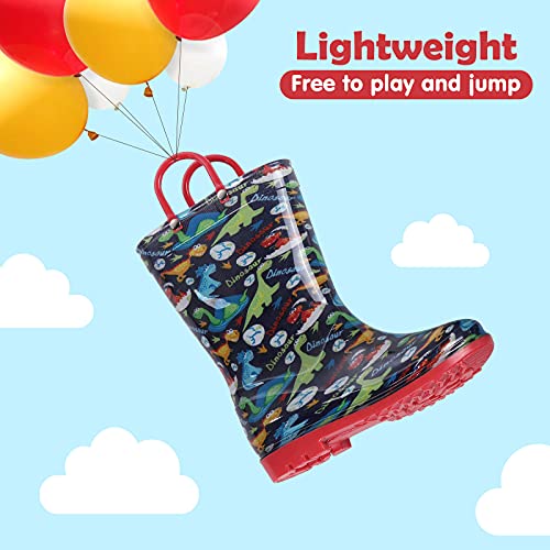 Colorxy Kids Rain Boots For Boys Waterproof Toddler Rain Boots With Easy-On Handles, Dinosaur Size Little Kid 2 #TOP4