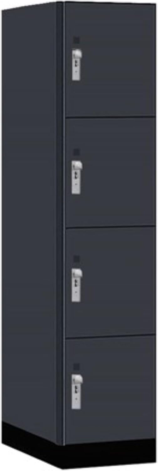 Salsbury 18" Wide Premier Wood Locker-Four Tier-1 Wide-6 Feet High-24 Deep-Carbon Mesh-Silver Hasps