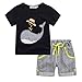 LandFox Toddler Kid Baby Boys Clothes Outfits Set: Cartoon Printing T-shirt + Short Pants (2/3T, C Black)
