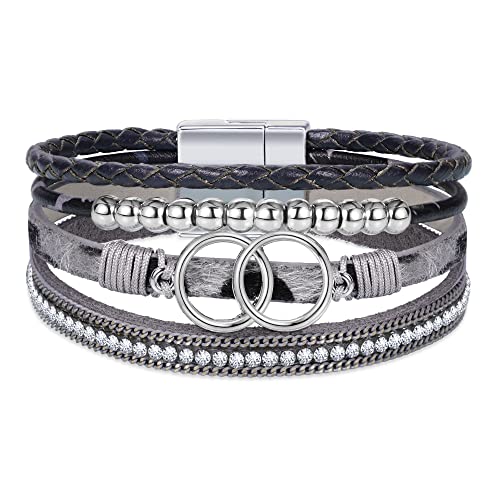 Image of Bracelets for Women, Gifts for Mom Her Christmas Gift 2026 Leather Bracelets for Women Birthday Gift for Daughter Inspirational Wrap Bracelet Sister Friend Teen Girl Gift Layered Stocking Stuffers Jewelry