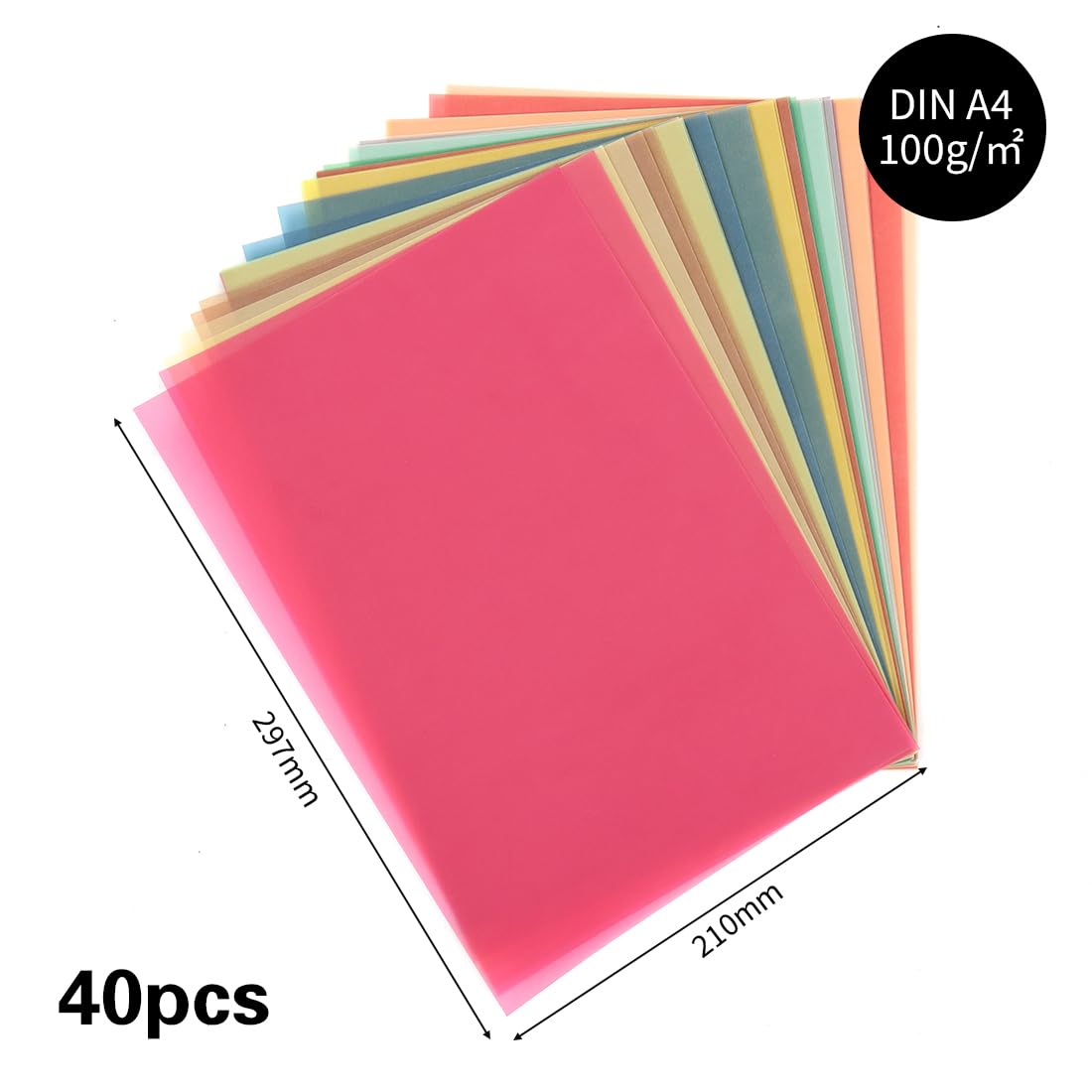 soitzhoc 30 fogli A4 fogli acetato colorati | 15 colori, inclusi oro e argento carta lucida