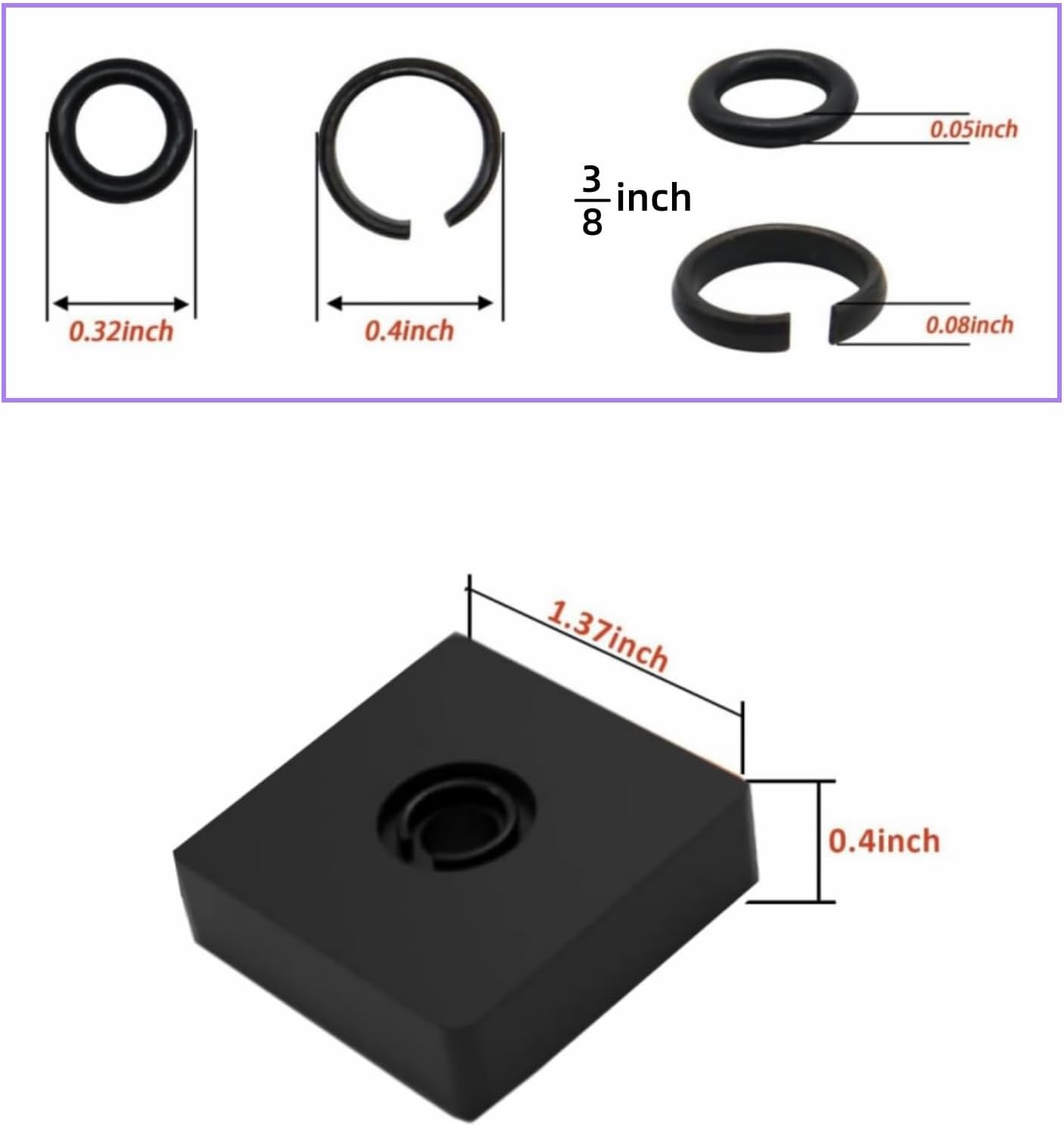 (6+6 Sets) 1/2” and 3/8" Impact Retaining Ring Clip Friction Ring with O-Ring for Mmiwauukiiii Electric/Pneumatic Type Impact Wrench, Retainer Ring Anvil Install Tool Included