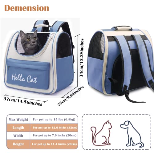 Wantong Pet Carrier Backpack For Cats, Dogs And Small Animals, Portable Cat Travel Carrier, Ventilated Designed For Traveling/Hiking/Camping, Blue #TOP1