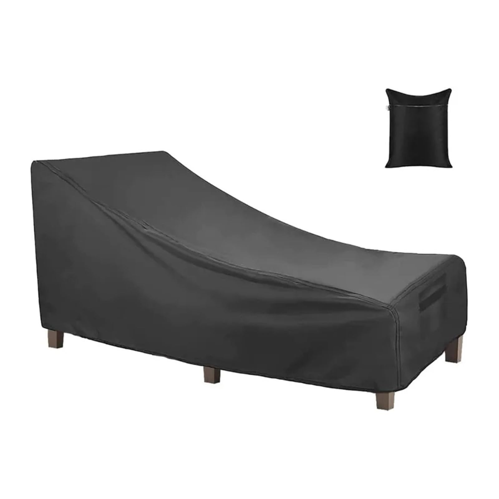 Enwwch One Color Chaise Lounge Cover For Outdoor Furniture,Black Patio Protection For Garden Yard Recliner For Chair