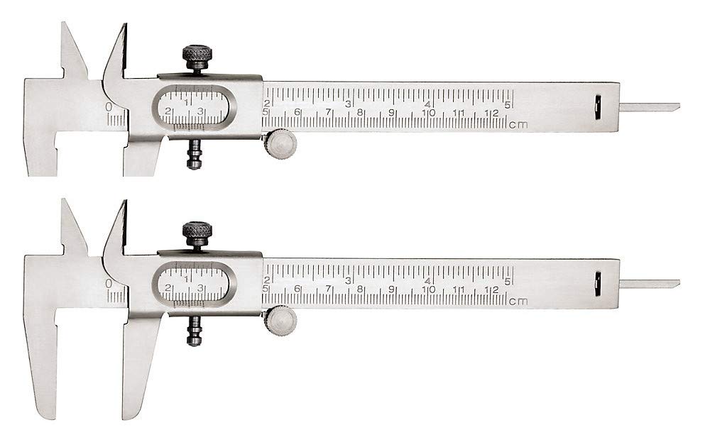 Labworld vernier caliper slide caliper 12.5cm pack of 2 metallic for measurement of round objects and depth