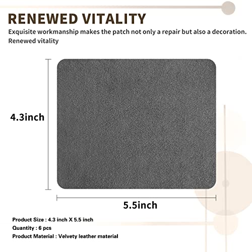 Azobur Sofa Fabric Repair Patch, 6 Piece Microfiber Patches, Self Adhesive Fabric Sofa Patch Repair Fabric, Luxurious Look, Quick Fix Sofa.(Gray) #TOP1