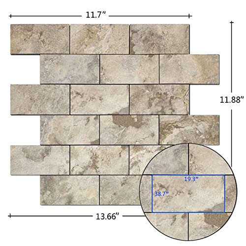 Ymmxge 12-Piece Peel And Stick Pvc Subway Tile, High-End Marble Texture Floor Stickers,Self Adhesive Wall Tiles For Kitchen Backsplash Bathroom Living Room Decoration(11.88"X11.7") (12, Yellow Marble) #TOP1