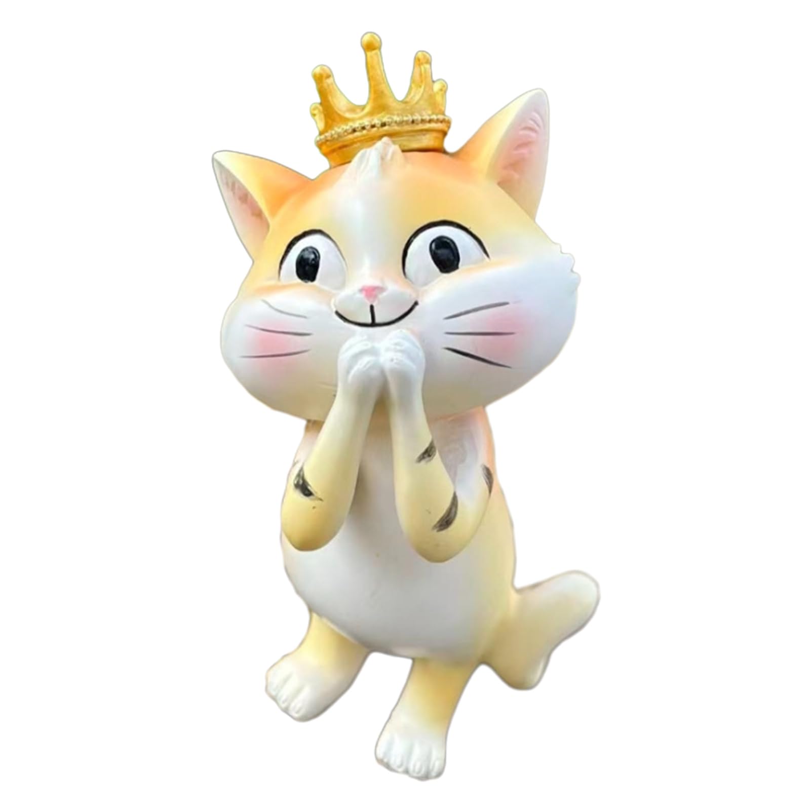 Glifora Cute Cat Figurine - Small Resin Cat Statue with Crown, Cartoon Desktop Ornament for Home, Office and Car Decor, Gift for Cat Lovers