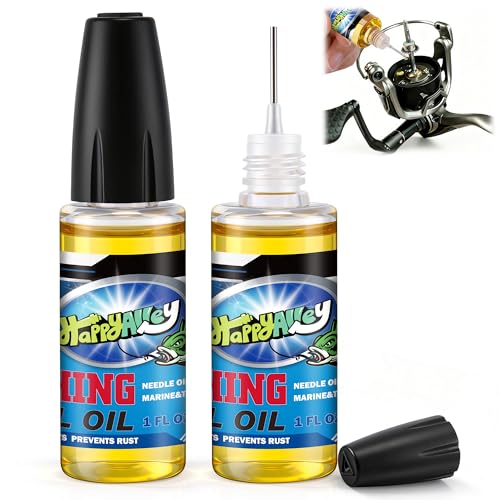 HappyAlley Fishing Reel Oil 2 OZ Fishing Gear Oil Lubricant for Fish Care Reels Boat Motors Downriggers Winches Pulleys and Trailers (2 Pack)