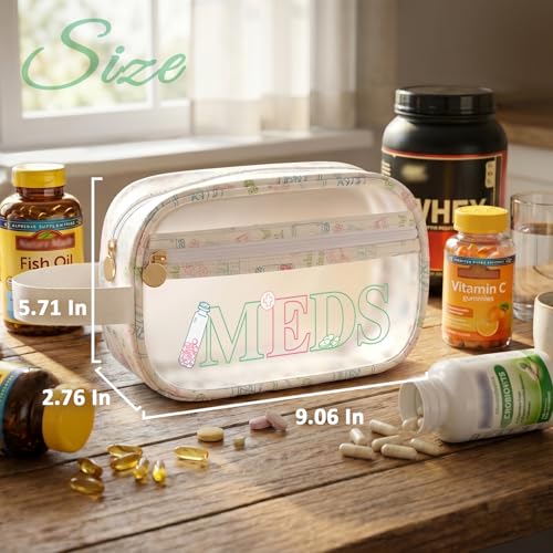 Image of COSHAYSOO Clear MEDS Bag Medicine Travel Case Pill Pouches for Traveling Small Medication Organizer Purse for Women Teen Girls, Car Emergency Medicine Kit Accessories Airplane Park Trip Essentials