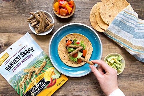 Harvest Snaps Black Bean Snack Crisps, Mango Chile Lime, deliciously baked and crunchy veggie snacks with plant protein and fiber, 3-Ounce(Pack of 12)