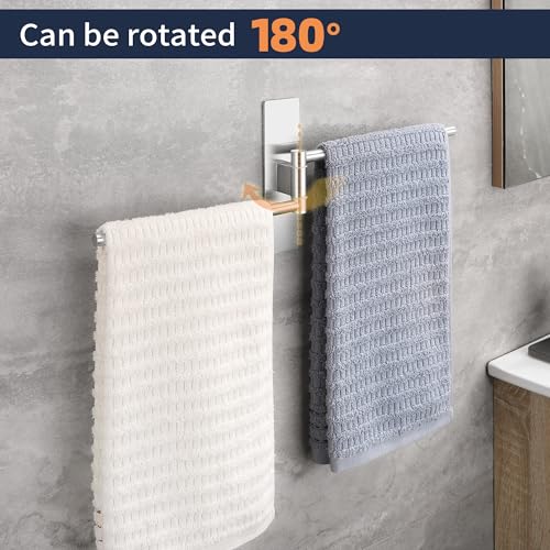 OETAMS Handtuchhalter Ohne Bohren 180° Schwenkbar Handtuchstange Selbstklebend 22CM Handtuchhalter 304 Edelstahl Badetuchhalter Doppelter Habdtuchhalterung Silber