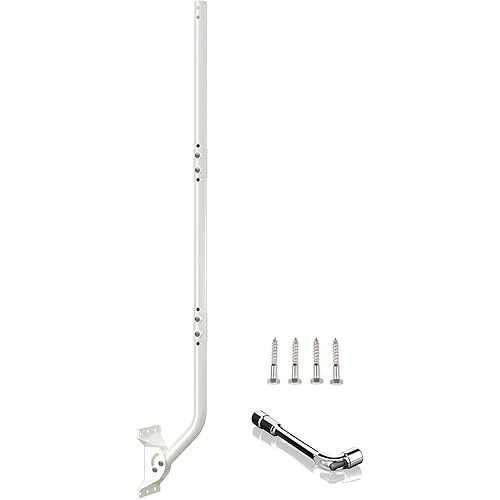 Universal Adjustable Mounting Pole, Steel J-Mount for Attic Outdoor Roof Wall Installation, Weatherproof Mast Pole, Mounting Bracket and Hardware Included (Diameter 1 1/4", Length 49 3/4", White)