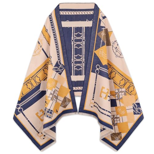 EXTREE Scarfs for Women Pashmina Silky Shawl Wrap for Evening Dressing Blanket Open Front Poncho Cape Afv-pink-blue-yellow