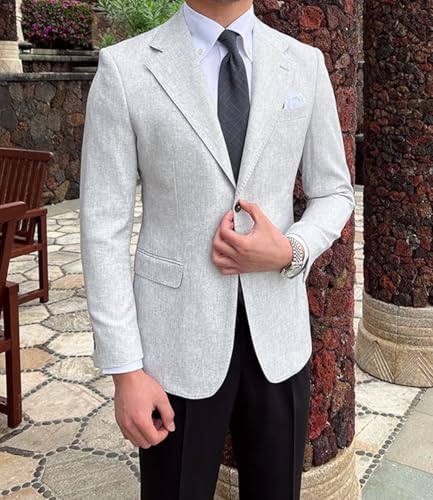 SHUZHXLZANGY Mens Blazer Casual Sports Coat Summer Jacket Lightweight Blazer for Men Beach Wedding Jacket4