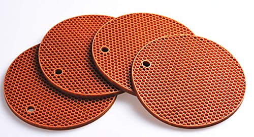 Image of Countertop Protector Heat Resistant Trivets for Hot Pots and Pans - Non-Slip Insulated Heat Pads for Kitchen Counter Brown Pack of 4