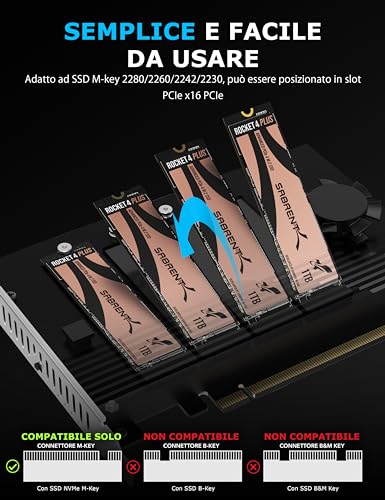 Scheda Adattatore da 4 Unità SSD NVMe a PCIe 4.0 X 16 con Raffreddamento Attivo (EC-P4BF) - Hdd - Immagine 4