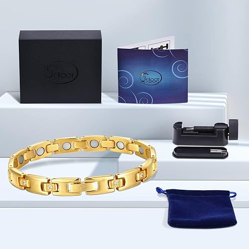 Miniatura 7 de JEROOT Pulseras magnéticas de titanio para mujer, pulseras de titanio 100% puro, amigables con la piel, pulseras ultraligeras y ajustables para