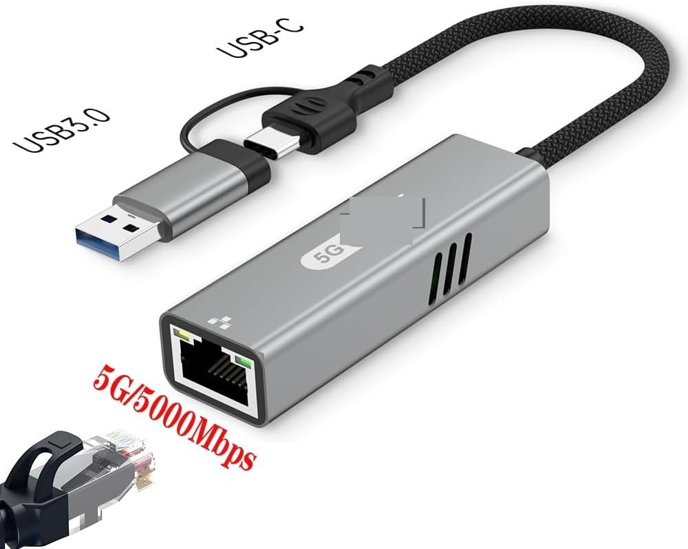 5000Mbps Wired Network Card Adapter USB/Type-C to RJ45 Adapter 5G USB 3.0 Wired Network Card Converter HUB(2.5G)