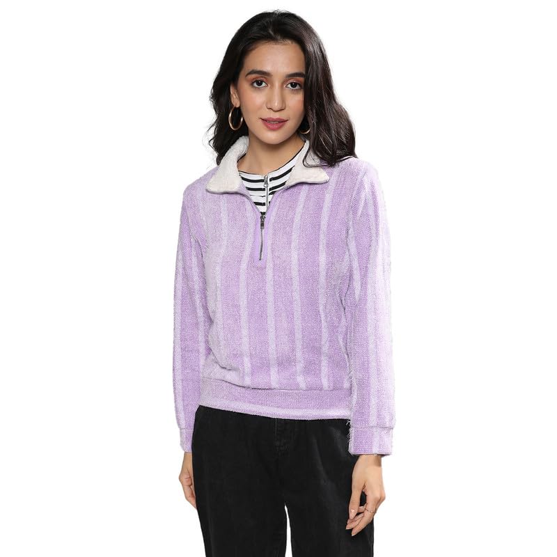 pinacolada Women's Polyester Collared Neck Sweatshirt For Casual Wear | High Neck | Long Sleeve | Pull On Closure | Regular Fit | Sweatshirt Crafted With Comfort Fit For Everyday Wear-picture-36