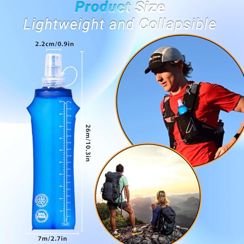 2 Packs Soft Flask, 17oz/500ml TPU Collapsible Soft Water Bottle for Hydration Pack, Running Vest, BPA-Free Folding Water Bottles for Hiking Cycling Climbing Running Outdoor Sports - Image 3