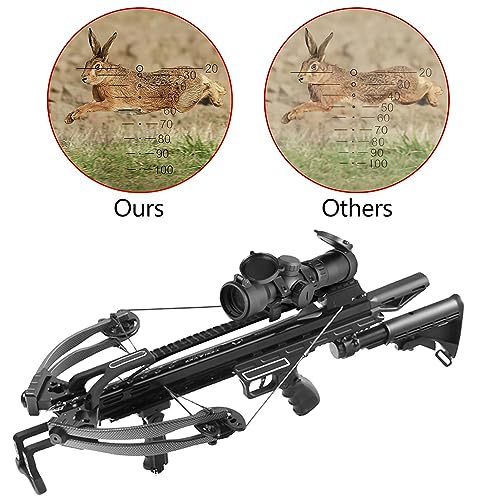 Ma3Ty 1.5-5X32 Crossbow Scope, 20-100 Yards Ballistic Reticle, Second Focal Plane,300-425 Fps Speed Adjustment,2 Retical Illuminated Compact Optics, W/Rings #TOP1