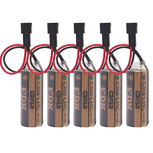 BATTEMALL 5-Pack 3V 3000mAh CR8 LHC Lithium Battery Replace for Fuji FDK CR8.LHC 17430, Toto CR8-LHC TH559EDV410R, TOTO THP3053 Back Up Batteries for Eco EFVS, Toto Flush Valves and Faucets