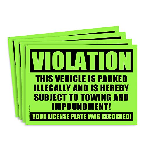 50 Green Violation - NO Parking - Towing Sticker - No Parking Stickers