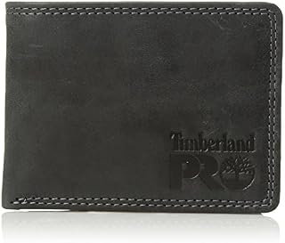 Timberland PRO Men's Leather RFID Wallet with Removable Flip Pocket Card Carrier, black/brandy