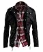 Zicac Men's Casual Fashion Military Zip Button Cotton Jacket Coat (XL,Black)