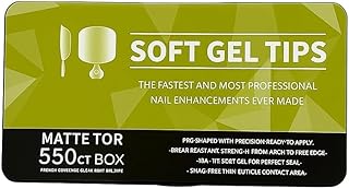 أظافر صناعية للتركيب بالضغط، أظافر نصف مطفية محفورة مسبقً اكريليك بتغطية كاملة، أظافر متينة للتركيب الذاتي للاستخدام المنزلي والاحترافي بطلاء جل، 550 قطعة (مطفي، شفاف)