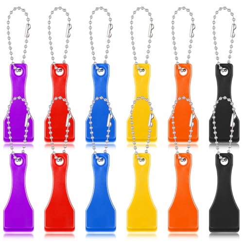 DOPENSPI 12PCS Colorful Lottery Ticket Scratcher Tool, Plastic Lotto Scratcher Tools Shovel Shape Scraper Tool Keychain Lotto ScratchersKeyring Scraper for Lottery Ticket for Films Tickets Label