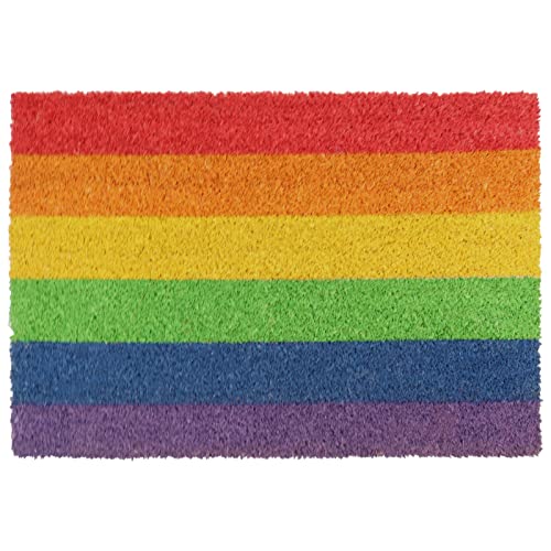 KasaStar Fußmatte mit dekorativem Druck für den Eingang, Mehrfarbig, aus Kokosfaser 40 x 60 cm, modernes Design, für Innen, Outdoor, Balkon und Garten (Regenbogen) Cover