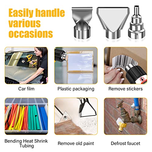 Takuoo Cordless Heat Gun, 21V Hot Air Gun Max 1022°F(550°C)， 2X 4.0Ah Rechargeable Battery, 3 Nozzle, Led Light, 2-Tempture Setting Heat Gun For Shrink Tubing, Resin & Decorating,Crafts #TOP5