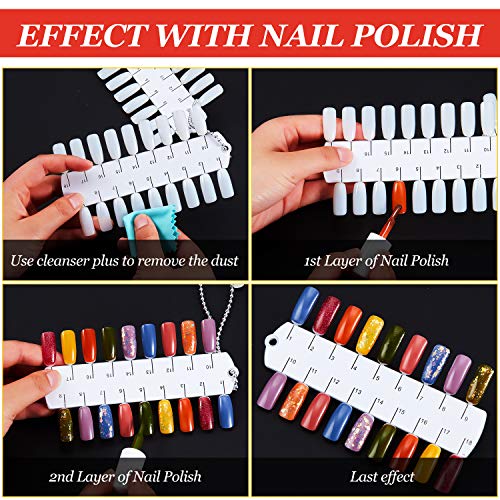 6 Sets 216 Tips Double Layer Nail Color Display Card Plastic Polish Board Nails Display Palette Board With Chain For Nail Design Practice Design Training #TOP2