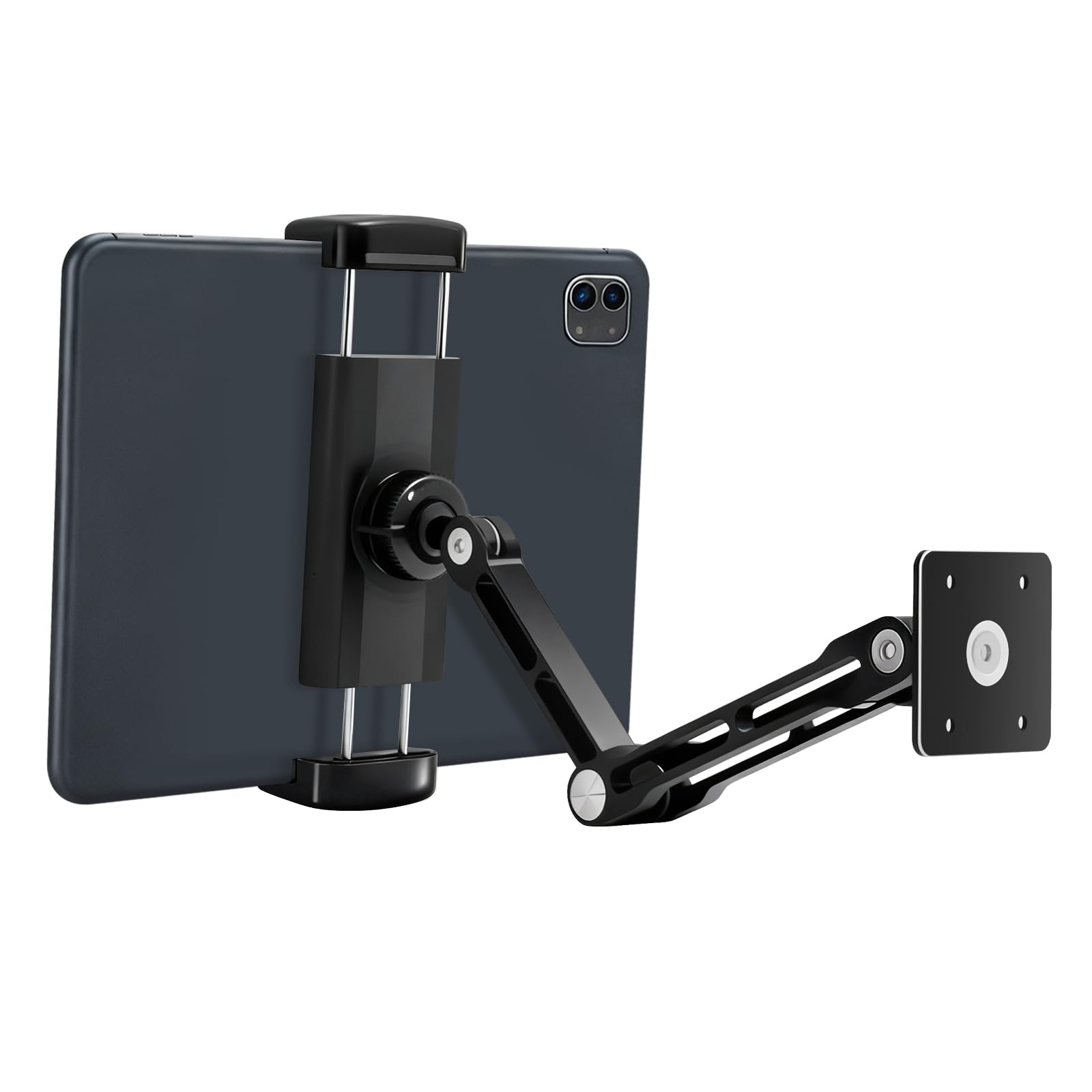 VINATO Support Mural Tablette Rotatif à 360°, Extensible Pliable Support Mural pour iPad Téléphones Tablettes de 4,7 à 13 Pouces, pour Cuisine, la Salle de Sport, Le Bureau, Noir