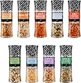 Soeos Spice Seasoning Set of 9 with Integrated Grinders, Individual Spice Grinder, Pure and Fresh Perfect for BBQ Seasoning Gift Set, Grilling Spice, Pepper Grinder,colorful
