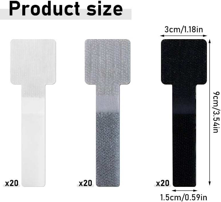 Miniatura 2 de Paquete de 20 organizadores de cables con adhesivo fuerte, soportes para cables y clips de alambre para escritorio, pared y automóvil, fácil gestión