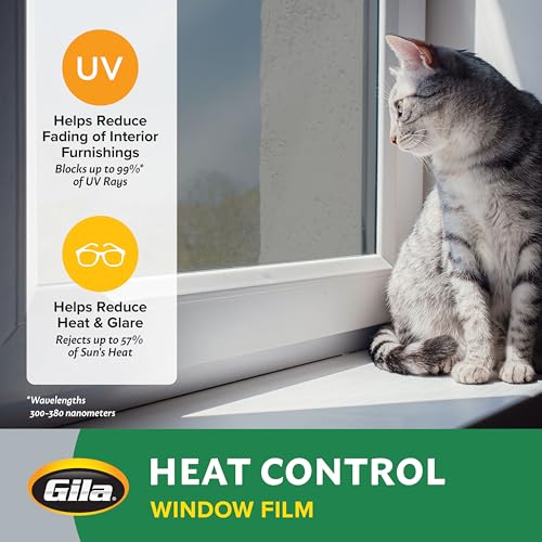 Gila Heat Control Light Gray Adhesive Residential DIY Window Film Sun Blocking 3ft x 15ft (36in x 180in)