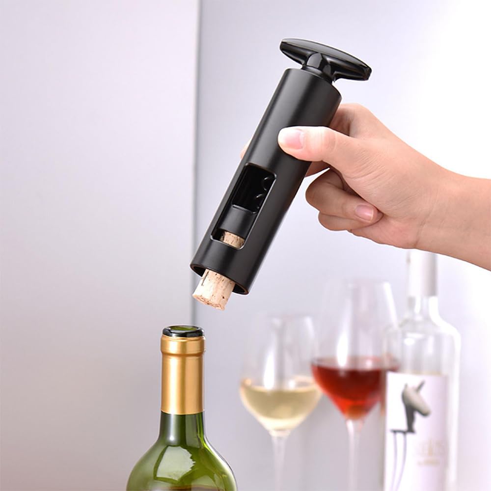 FUYTERY Manual 4-in-1 Wine Opener Set Pourer Stopper Cutter Reusable Wine Corkscrew Remover for Wine Lovers Gift Home Party Bar Wedding