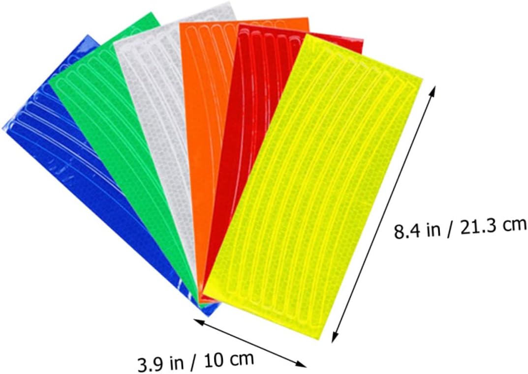 Outanaya 18pcs Reflective Wheel Stickers for Bikes Colorful Rim Glow Stripes for 26-Inch Mountain Bicycle Tires Waterproof and Easy to Apply