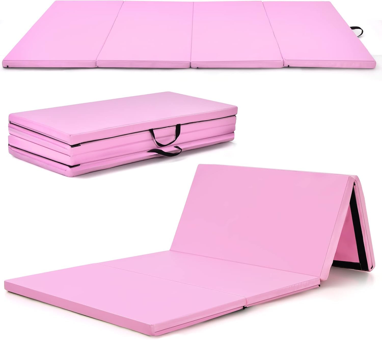 GYMAX Esterilla de Gimnasia Plegable, Antideslizante y Resistente a Desgarros, con Funda de Poliuretano y Asas de Transporte, Esterilla de Fitness para Yoga, Pilates y Entrenamiento