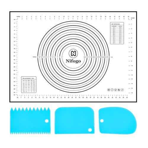 Nifogo Tapete de Silicona para Horno 70 x 50 cm con Raspador, Grande Alfombrilla para Horno Antiadherente Reutilizable para Pasta Pizza Torta Galletas